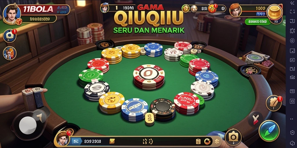 Screenshot gameplay menampilkan aksi seru QiuQiu di 11BOLA.