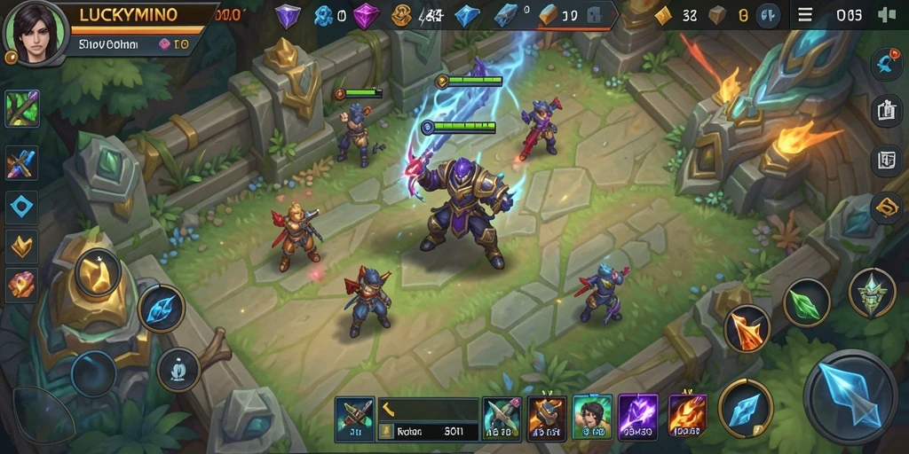 Tampilan gameplay menarik dari LUCKYMINO dengan aksi pertarungan seru.