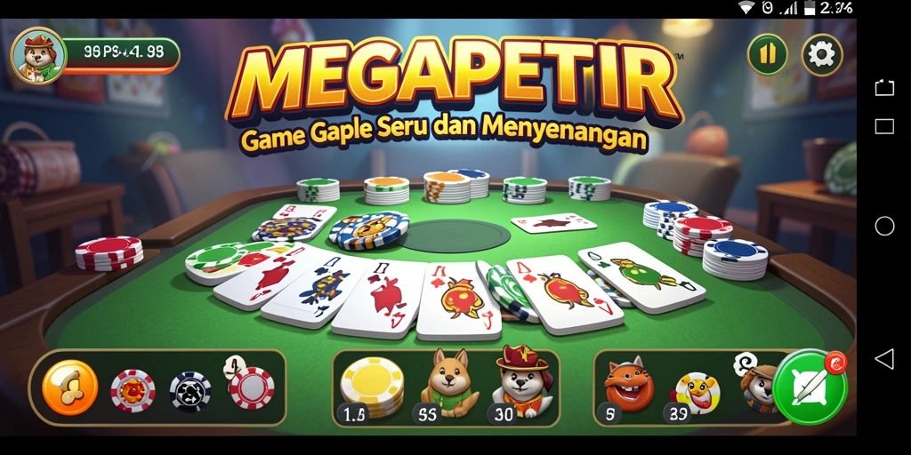 Tampilan gameplay menarik dalam permainan Gaple MEGAPETIR.