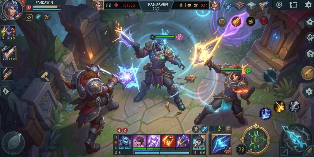 Gameplay penuh aksi dalam PANDAWIN yang seru dan kompetitif.