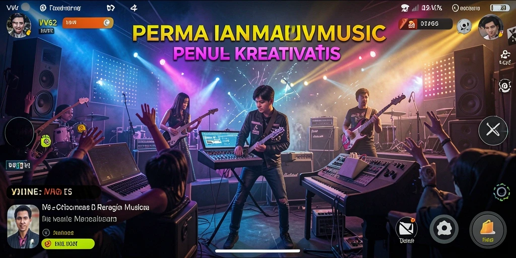 Screenshot utama VV62 menunjukkan pengalaman gameplay musik yang interaktif.